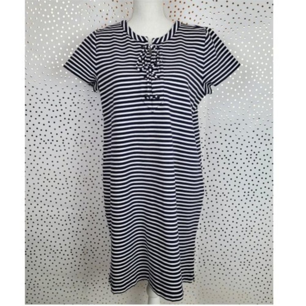 J. Crew Stripe Lace-Up Knit Dress - Picture 4 of 7